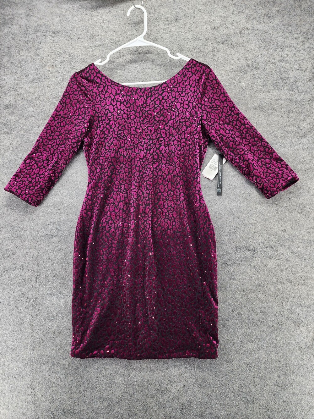 As U Wish Dress Womens Medium 3/4 Sleeve Purple Black